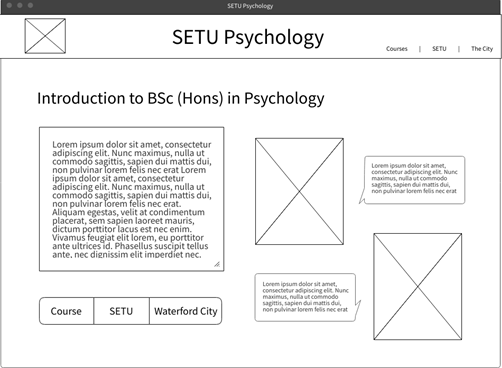  wireframe of the homepage